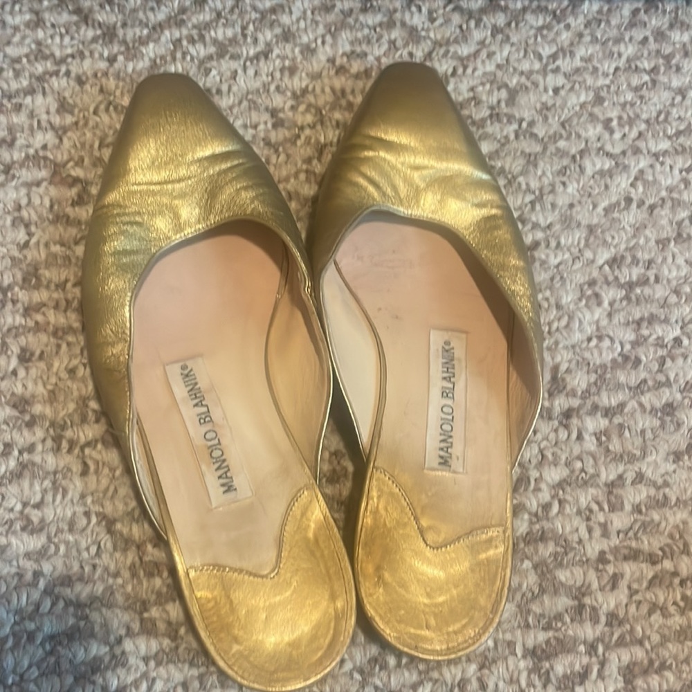 Manolo blahnik gold slippers - Picture 3 of 4